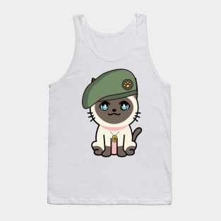 Green Beret Siamese cat Tank Top